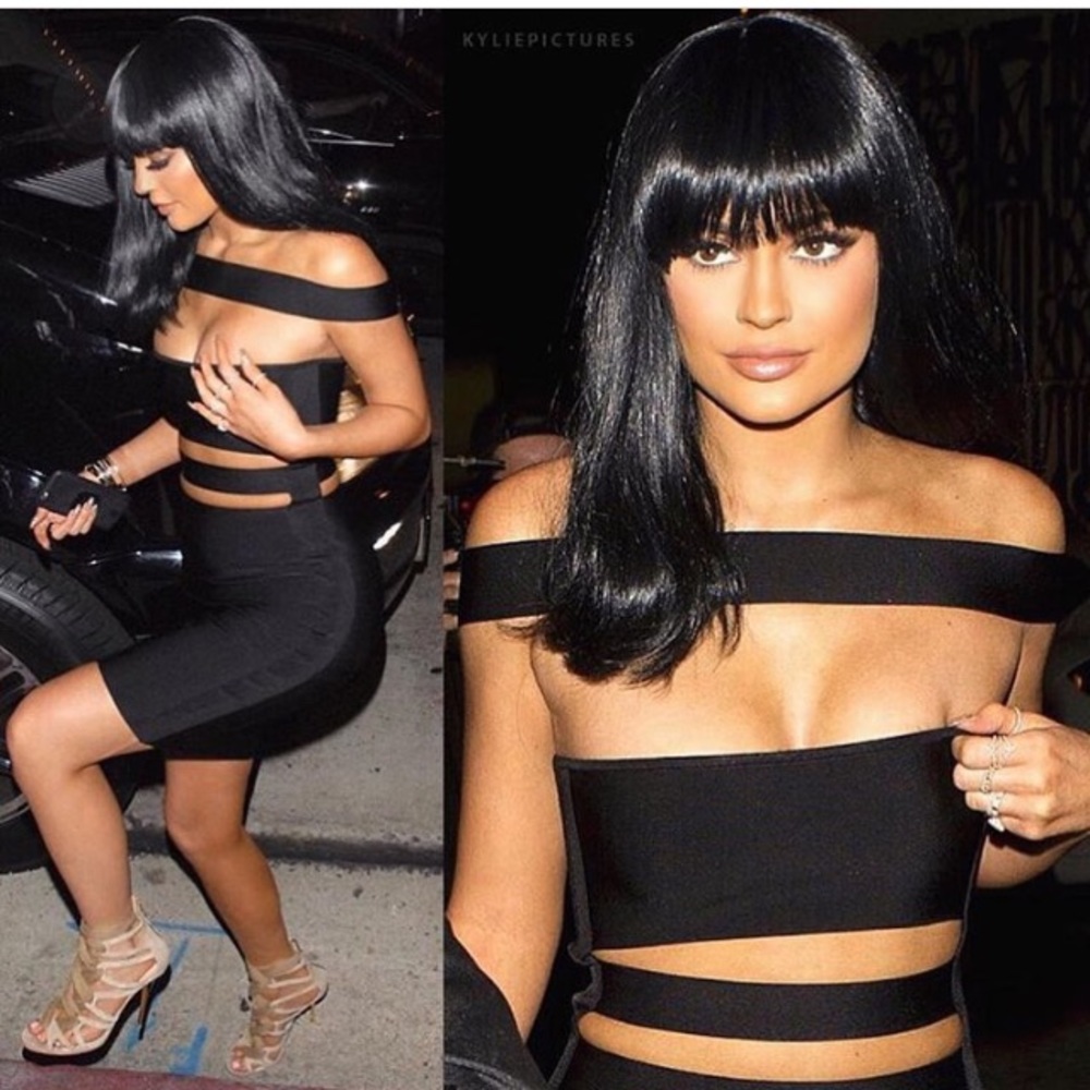 Kylie Jenner black bandage dress